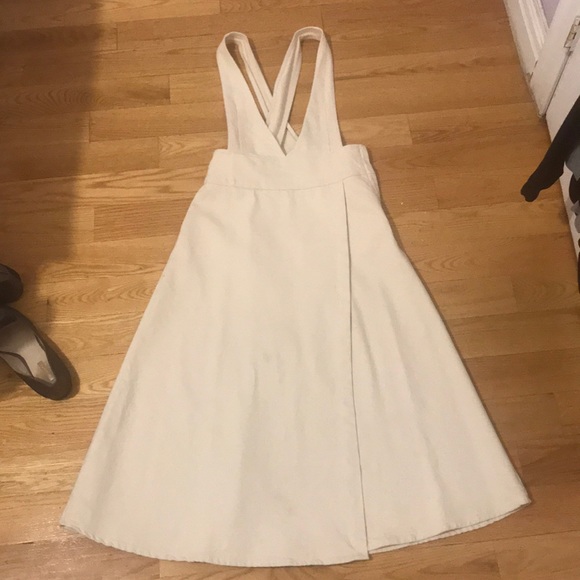 ZARA white / cream denim jumper dress - Picture 1 of 5